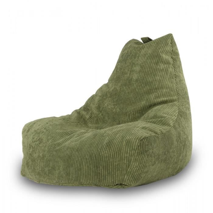 Pouf Poire Fauteuil KEIKO M Velours côtelé Vert
