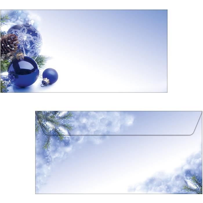 SIGEL DU231 Lot 50 Enveloppes Noël Golden Dream - Format DL 11x22cm