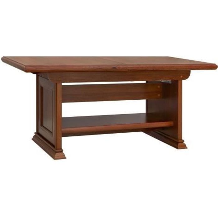 KENTO | Table basse relevable salon/salle à manger | Style classique | 134-174x60-76x67 cm | Hauteur - longueur réglables | Marron