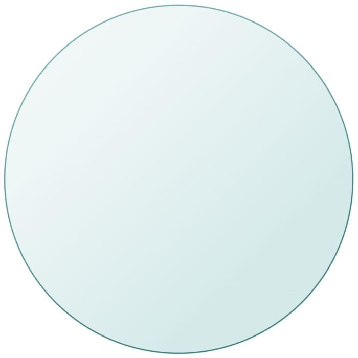 Plateau de table rond en verre trempé - PAI - 600mm - Finition mate - Transparent