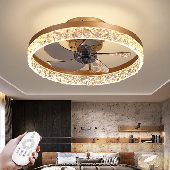 éclairage Dimmable Température Ventilateur Plafond LED Avec Télécommande - 6 Vitesses Silencieux - Blanc 78cm - Pour Salon Et Chambre Plafonnier Moderne Silencieux