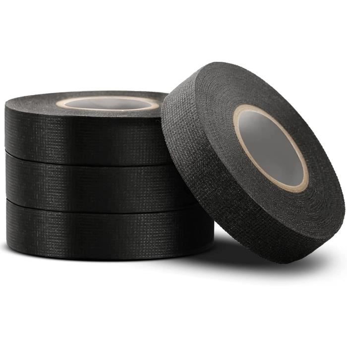 4 PCS Ruban Adhésif Tissu Rouleau Adhesif Noir 19mm x 15m Ruban de Tissu  Noir PET Ruban Auto-Adhésif Voiture pour Faisceau de [39] - Cdiscount  Bricolage