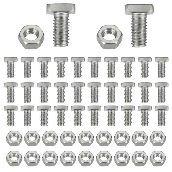 Boulons et écrous de serre en aluminium - VVIKIZY - lot de 50 - tête et