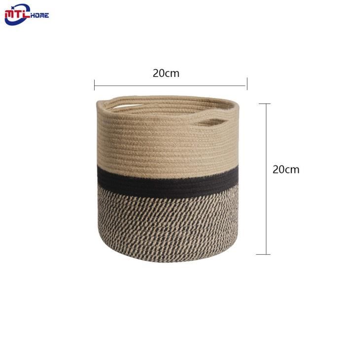Rangement En Corde De Coton Tissé Main - Pot Pour Stylos, Lunettes, Pinceaux - Environ 10x10 Cm, Vert Ou Marron - 3