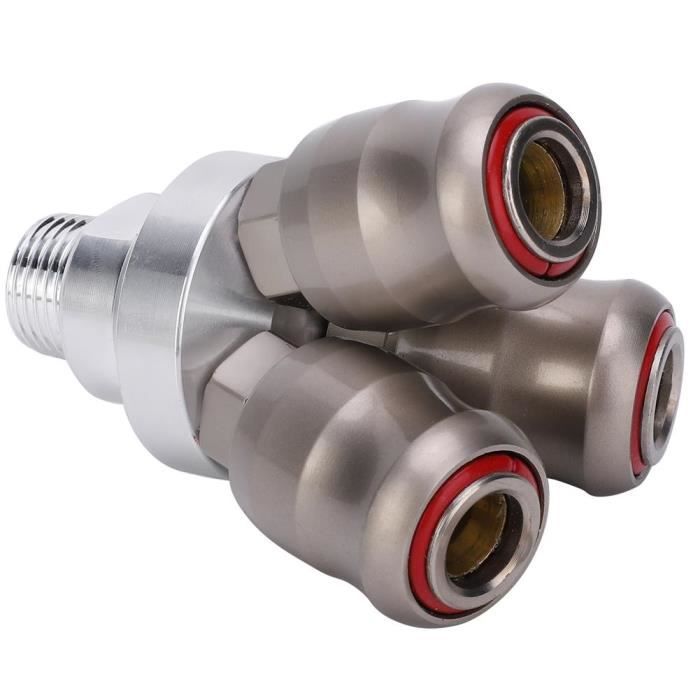Connecteur Pneumatique 2 Voies En Acier - Raccord Rapide G1/2, Rotation 360°