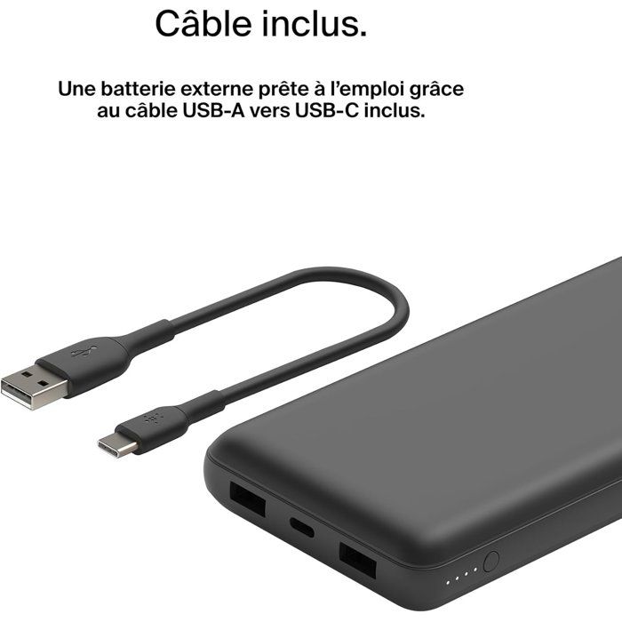 Batterie externe - BELKIN - 20 000 mAh - USB-A & USB-C - 15 W - Noir Batterie externe - BELKIN - 20 000 mAh - USB-A & USB-C - 15 W - Noir