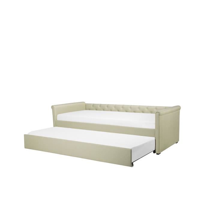 Beliani - Lit gigogne en tissu beige 80 x 200 cm LIBOURNE