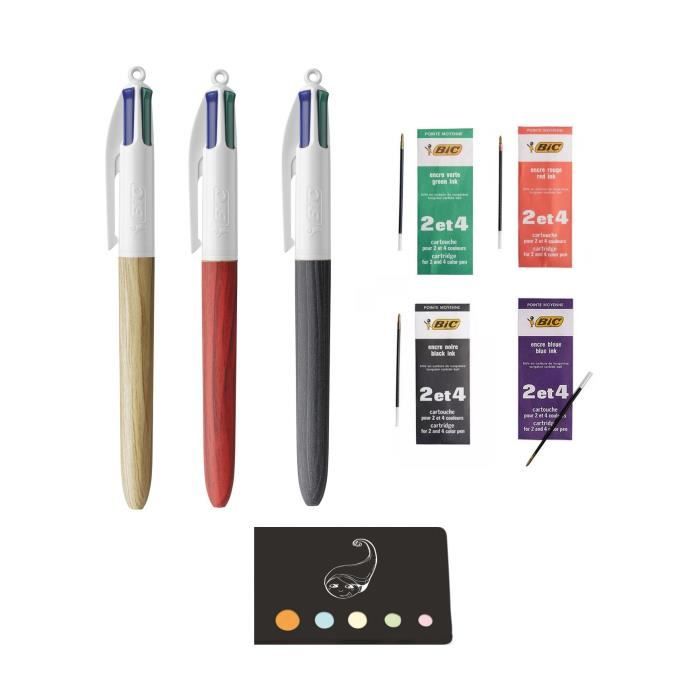 Pack 2 recharges Bic stylo à bille 4 couleurs - Bleu –