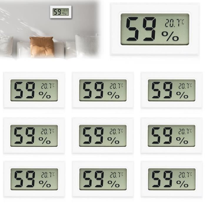 NCKIHRKK Lot De 6 Mini Thermomètre Hygromètre Digital Intérieur - Haute Précision LCD