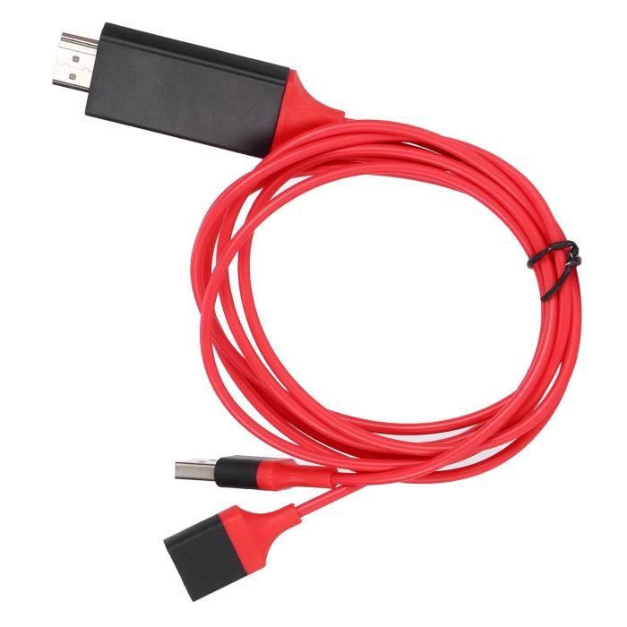Câble HDMI IPhone/iPad Vers TV - Compatible IPhone 14 à 5, IPad, 1080p, Plug & Play, 2 Mètres