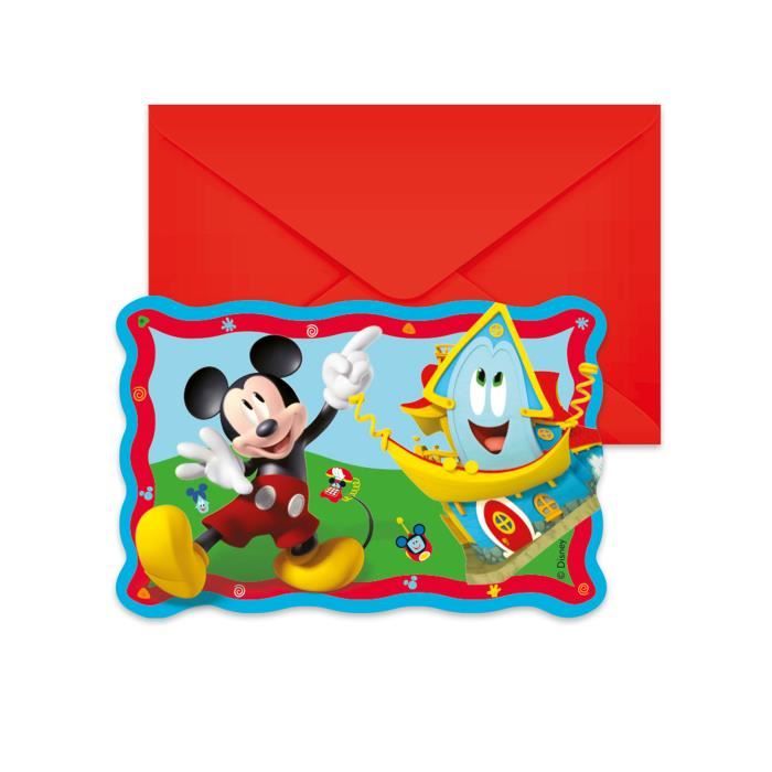 Carte de voeux - Anniversaire - Correspondance - 6 invitations carton Mickey Mouse