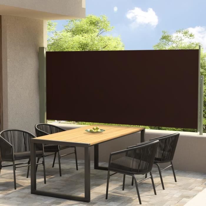 Auvent Latéral Rétractable 117x300 Cm Taupe - Store Paravent Pour Balcon, Terrasse, Jardin, Protection Soleil/Vent