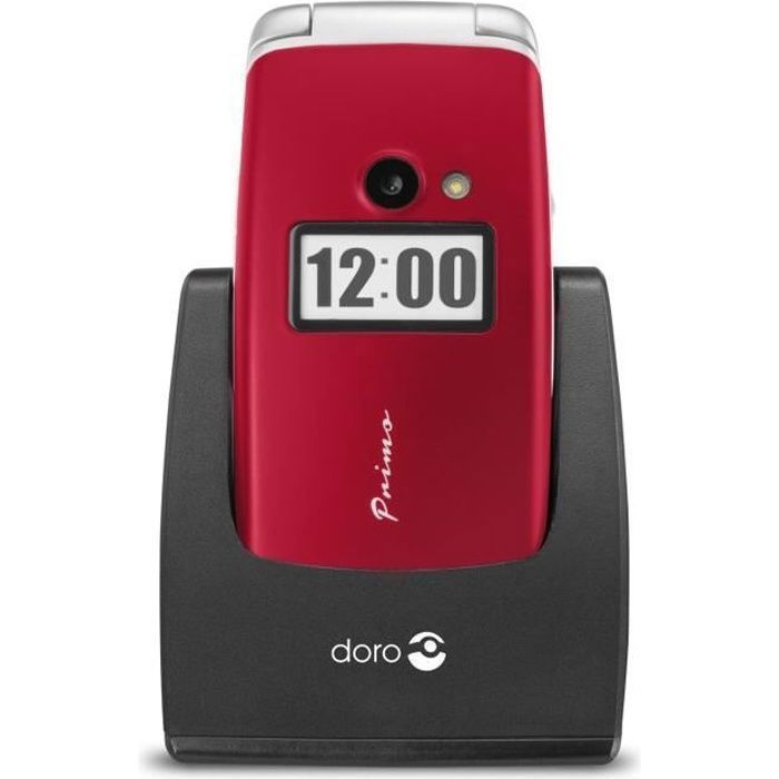 Vente T&eacute;l&eacute;phone portable Doro Primo 413, Clapet, SIM unique, 6,1 cm (2.4"), 2 MP, 1050 mAh, Rouge pas cher