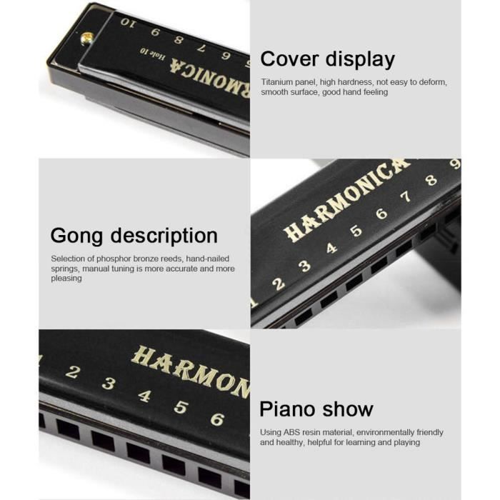 Lss Instrument LSS Harmonica à bouche 10 trous Jouet d'instrument de musique non ...