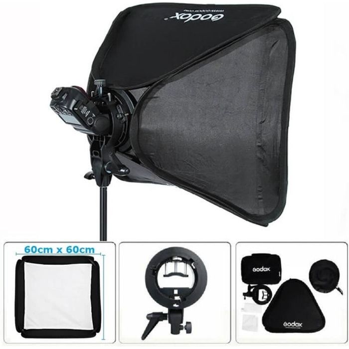 Godox – Kit boîte à lumière Flash 60x60cm + suppor... – Grandado