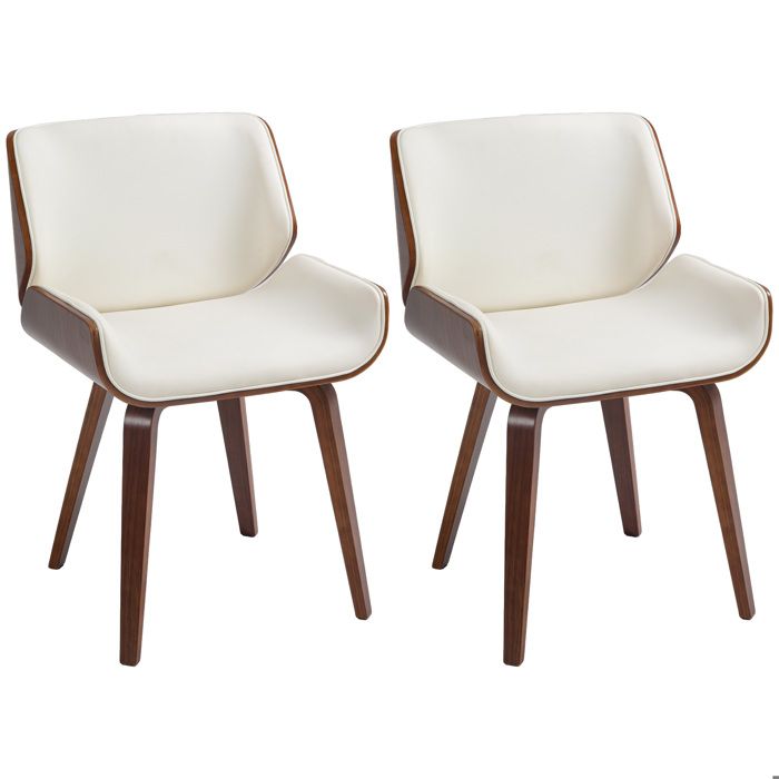 HOMCOM - Chaise de salle à manger - Revêtement synthétique PU - 54x53x81cm - Blanc