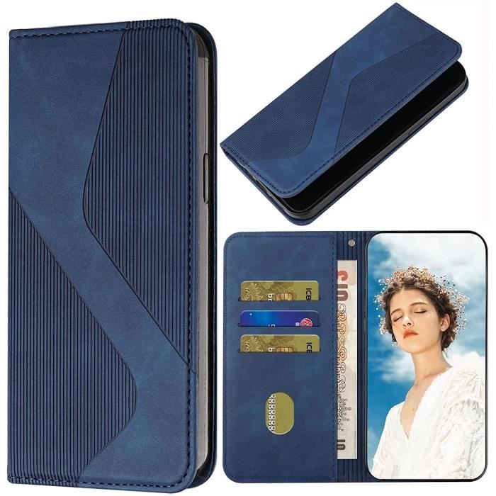 LEMAXELERS Cover Portafoglio Per Huawei P40 Lite 4G – Custodia Con Gatto E Cane In Rilievo, Blu, Chiusura Magnetica, Supporto