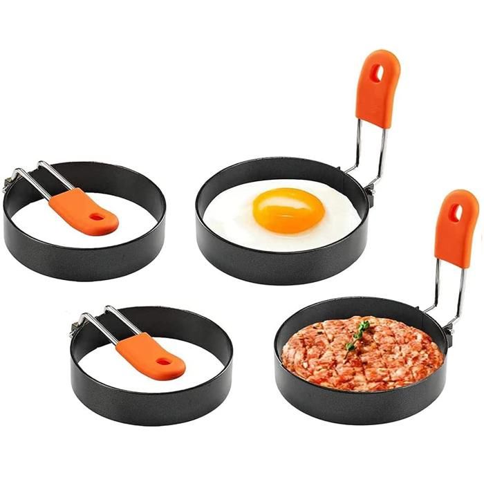 3 Moules à Oeufs En Acier Inoxydable Et Silicone - Pour Omelettes, Pancakes