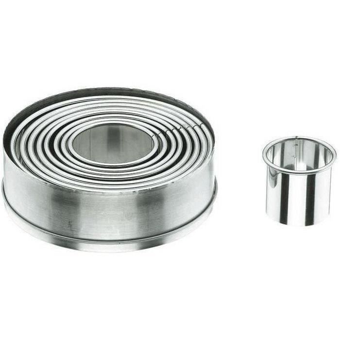 Découpoir rond lisse - inox - 9 emporte-pièces