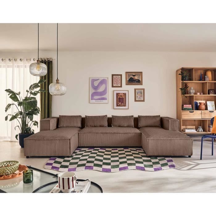 Canapé d'angle 7 places Velours Moderne Confort