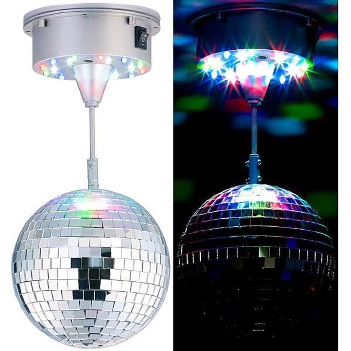 Boule Disco Rotative Ø 15 Cm Avec Socle, 18 Led Colorées Et 2 Effets  Lumineux - Cdiscount Tv Son Photo
