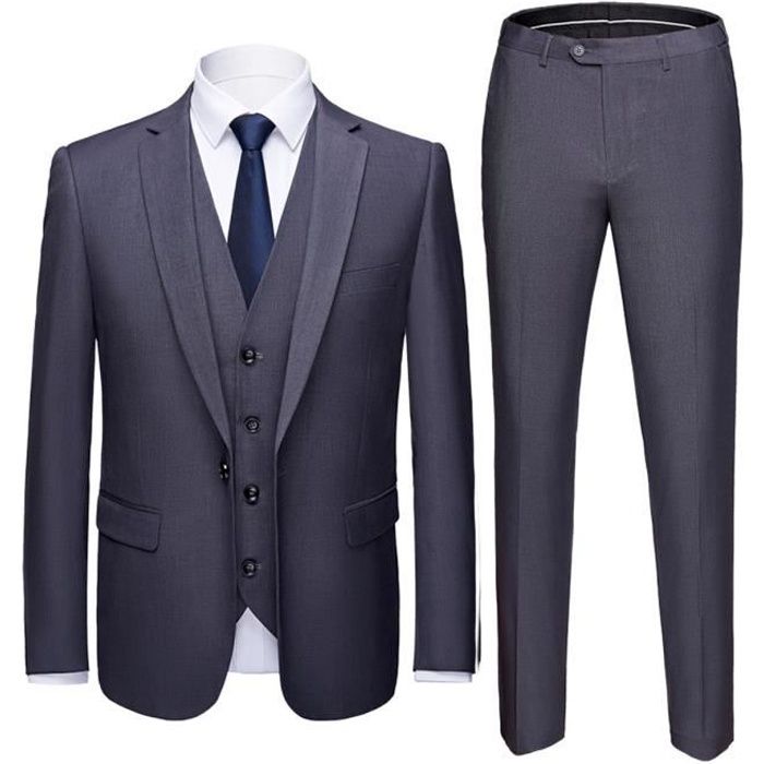 2018 costume 3 pi ces homme vintage costume mariage Slim Gris