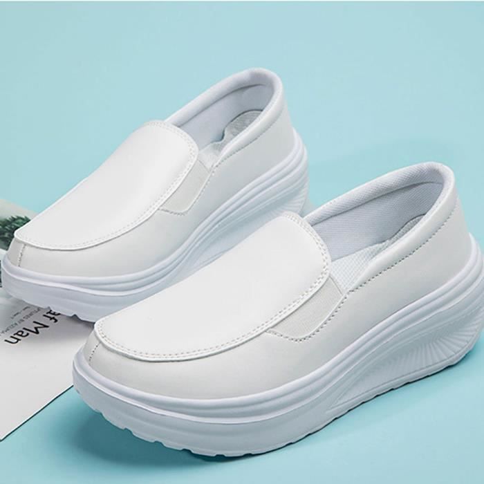 Baskets compensees blanches femme cheap