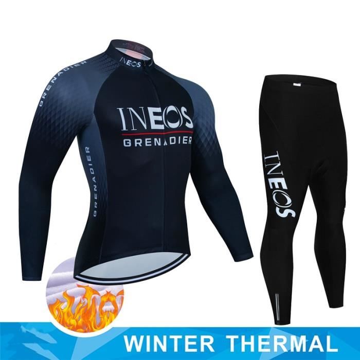 Vêtements Cyclisme Homme Hiver Maillot Velo VTT En Polaire Thermique,Tenue De Cycliste Manche Longue Jerseys