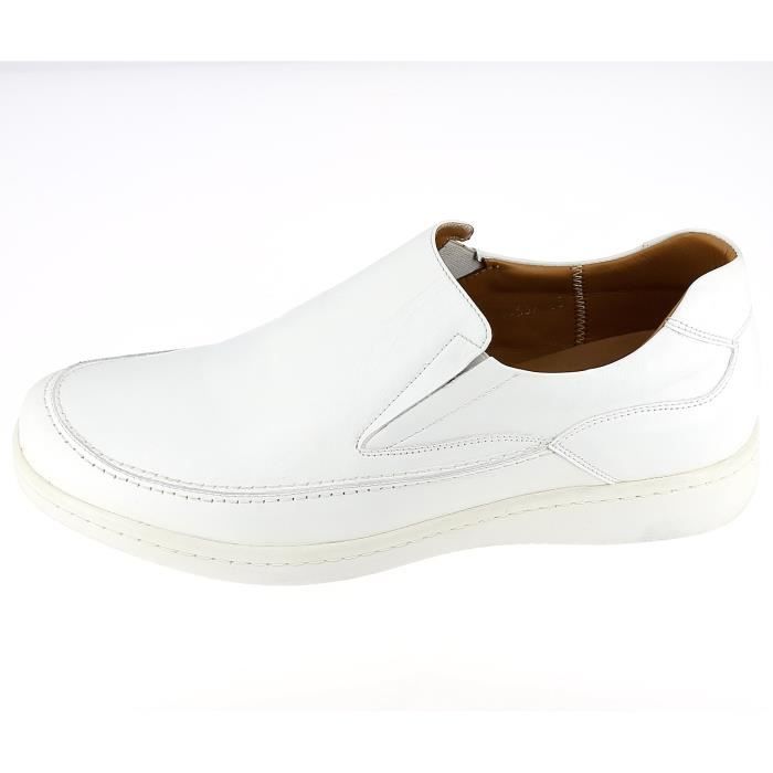 mocassin médical homme en cuir blanc - marque - modèle - légère et confortable - soulage la douleur