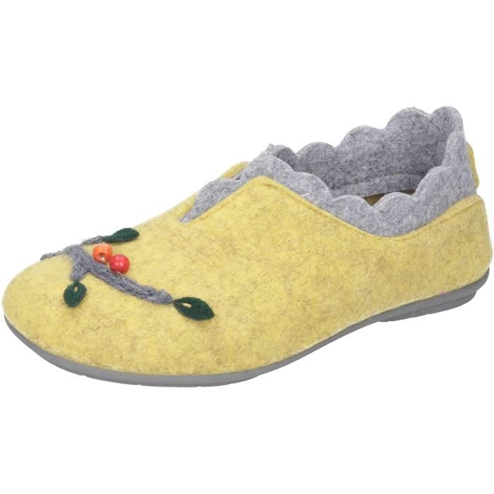 chaussons - manitu - d pantoufle - jaune - femme - confortables pour la maison