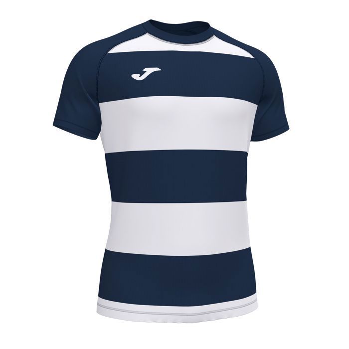 MAILLOT HOMME MANCHES COURTES TRAINING RUGBY R500 BLEU OFFLOAD