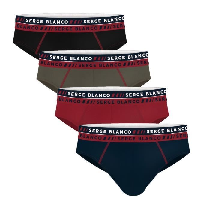 Slips Homme SERGE BLANCO Coton Majoritaire Pack de 4 Slips SBL CLA Pack