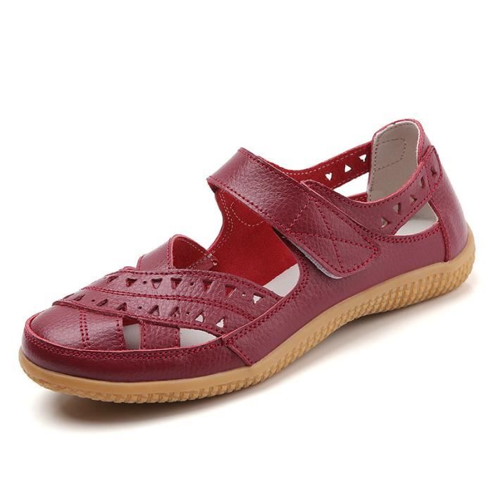 Pantoufles Cuir Véritable Femme Highländer - Beige, Semelle EVA Antidérapante