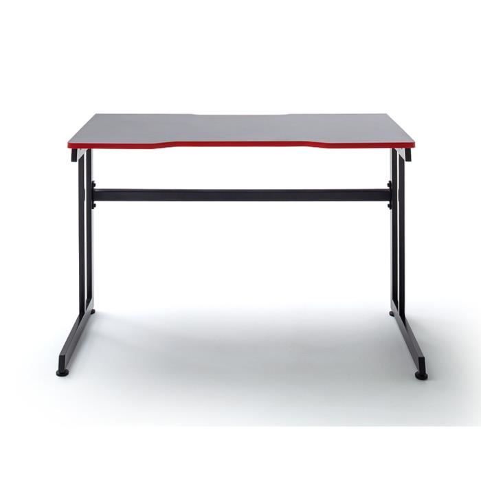 Bureau gamer - avec accessoires - pieds métallique - 108x70x60 cm -  noir/rouge