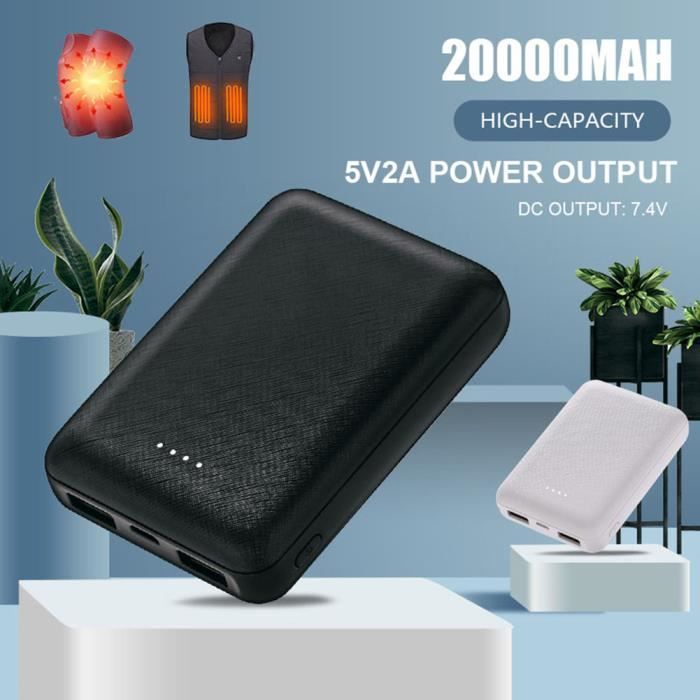 Batterie externe Portable 5V 2a, 20000mAh, gilet chauffant rapide