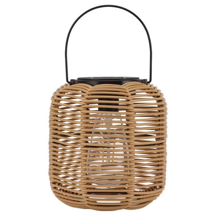 Lanterne Solaire de Jardin SALUTUYA - Décorative - Fer et Rotin Plastique - 175 cm x 192 cm x 95 cm