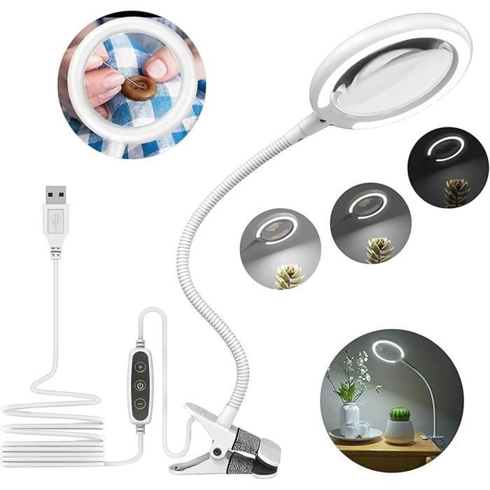 Loupe De Table Avec Lumière LED – Grossissement 3x – Autoportante Pivotante 360° – Parfaite Pour Lecture, Couture, Bricolage