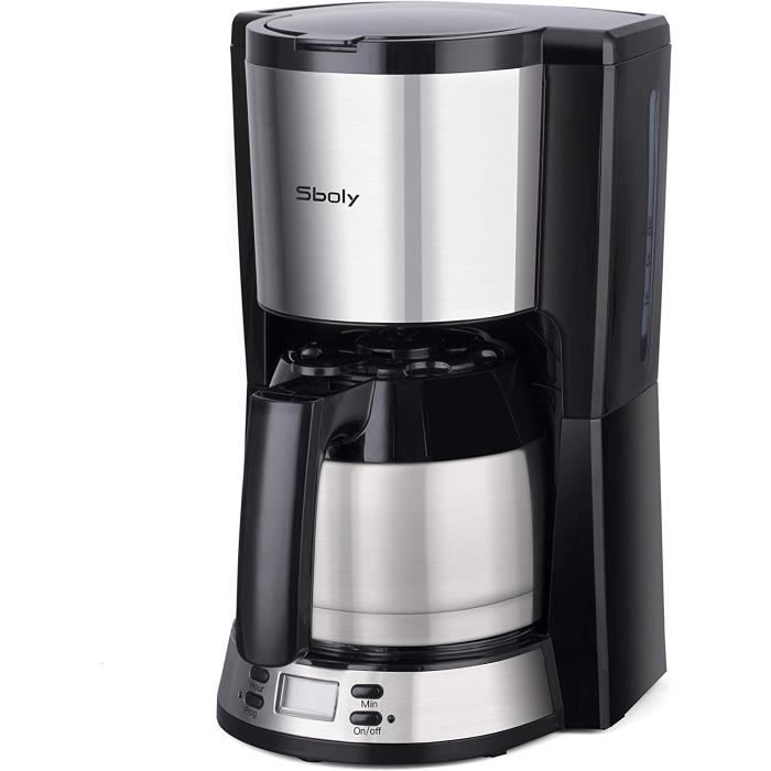 Cafetière filtre programmable avec verseuse isotherme - SBOLY - 2-8 tasses  - Thermos inox - Anti-gouttes - Cdiscount Maison