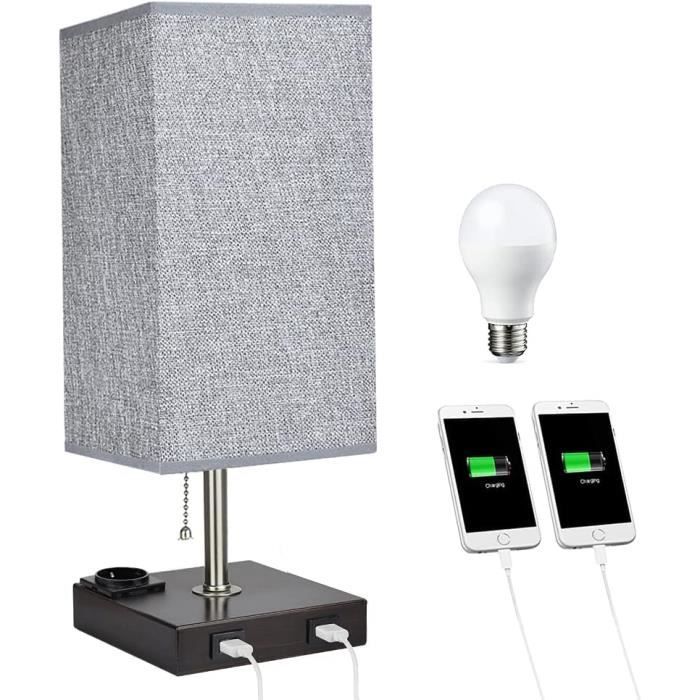 Lampe De Chevet Tactile 3 Modes Avec Ports USB - Abat-jour Oiseaux Et Fleurs, Dimmable Pour Chambre, Salon Ou Bureau