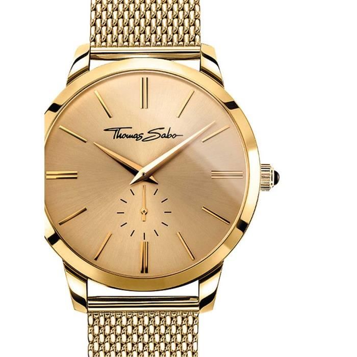 Montre Femme Thomas Sabo - Cadran Or, Bracelet Cuir, Style Rebelle Et élégant