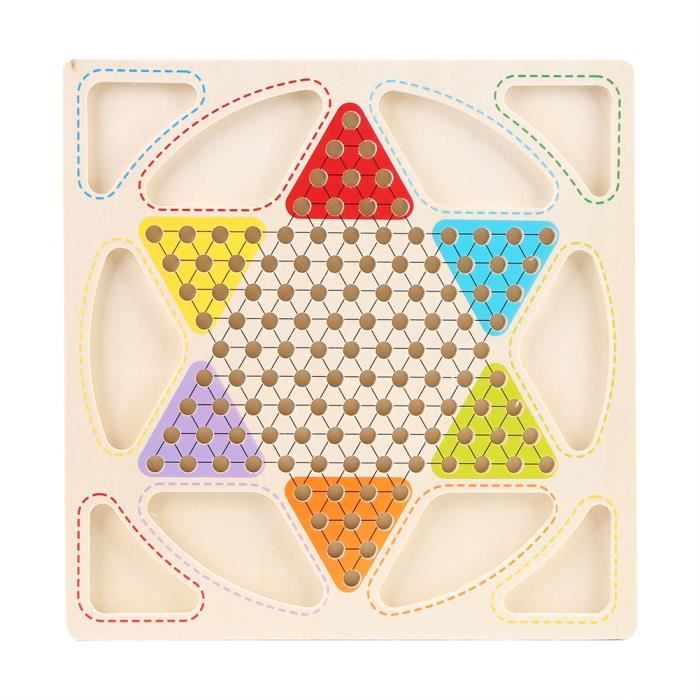 Jeu de Dames Chinoises en Bois avec Billes en Verre Colorées - Plateau Hexagonal de 34 cm | Jeu de Société Classique pour et Amis, Développe la Stratégie et la Concentration Jeu de Dames Chinoises en Bois avec Billes en Verre Colorées - Plateau Hexagonal de 34 cm | Jeu de Société Classique pour et Amis, Développe la Stratégie et la Concentration