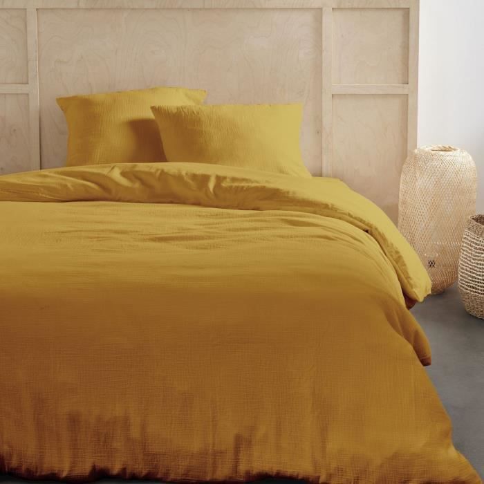 Parure de lit TODAY 123333 1 personne 140x200 cm Gaze de coton unie Ocre - vue 6