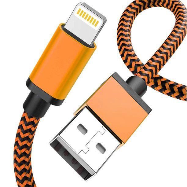Chargeur pour iPhone XR / iPhone X / iPhone XS / iPhone XS Max Cable USB  Metal Renforcé Data Synchro Orange 1m