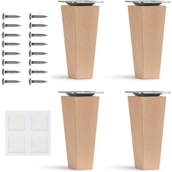 Pieds De Table En Stratifié Blanc - Lot De 4, Dimensions 13x13x72 Cm, Facile à Monter, Pour Table Basse, Bureau Ou Salon