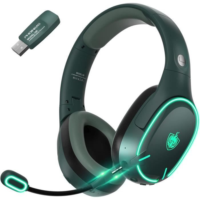 Casque Audio Gamer Sans Fil,Son Surround 7.1-Over Ear-Faible latence, Bluetooth écouteurs sans Fil avec LED Pour PS4/PC/TV - Cdiscount TV Son  Photo