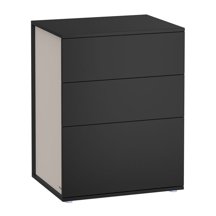 VASAGLE Table de Chevet 3 Tiroirs Moderne Assemblage Ultra-rapide sans Outils Toolless Noir dEncre et Beige