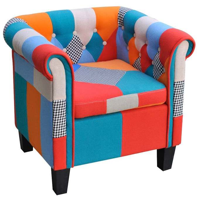 vidaXL Fauteuil avec Design de Patchwork Tissu Siège Meuble Salon Chambre 241027