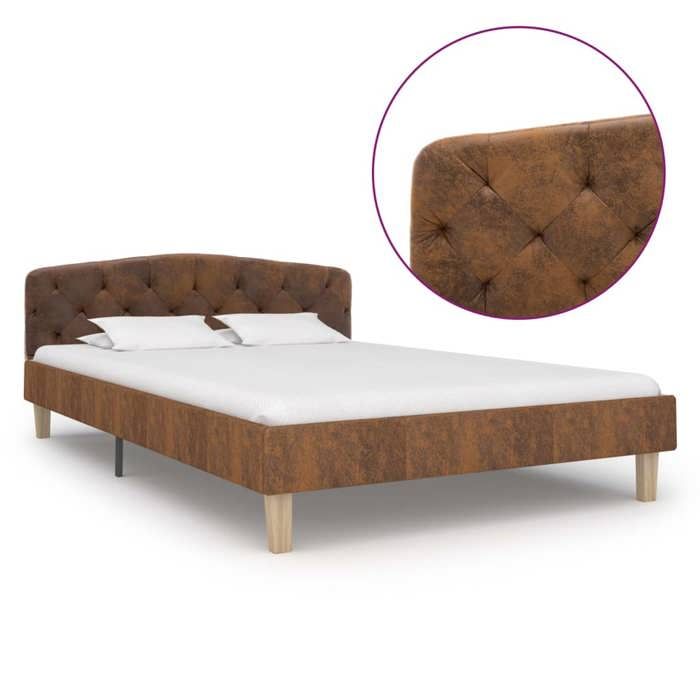 vidaXL Cadre de lit sans matelas marron similicuir daim 120x200 cm 284938