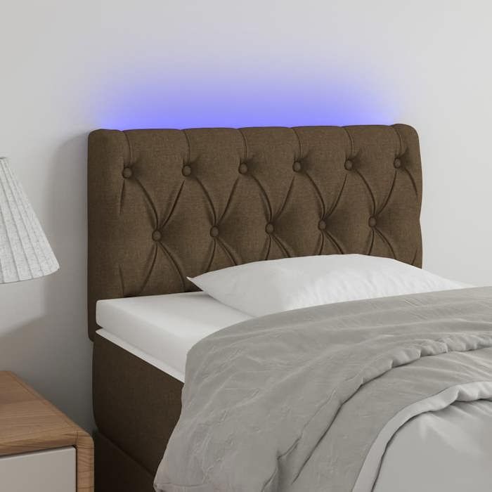 vidaXL Tête de Lit à LED Meuble de Chambre à Coucher Accessoire de Lit Simple Tête de Cadre de Lit Intérieur Marron Foncé 3121925