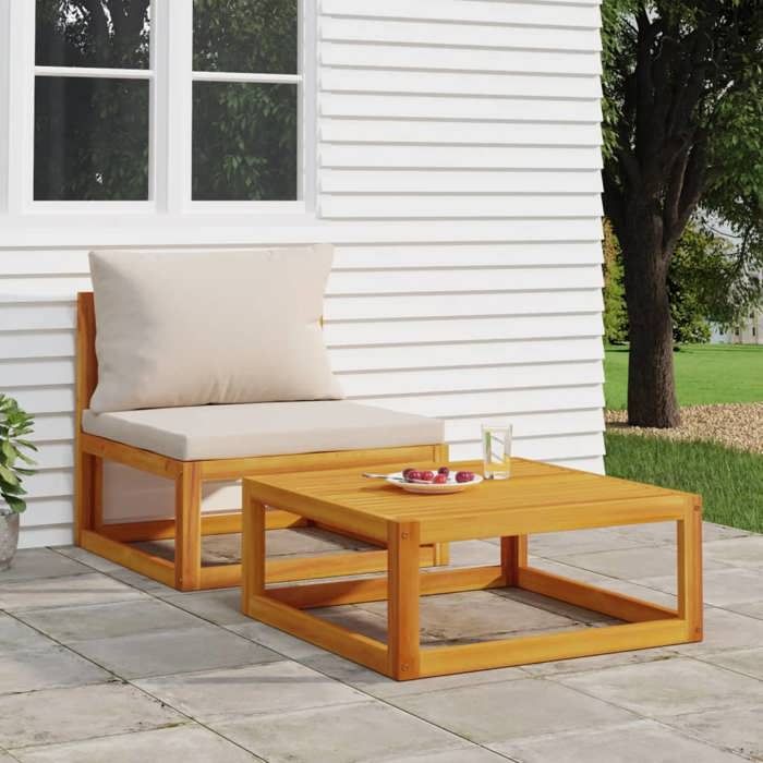 Table D'appoint En Acacia Massif 45x45x60 Cm | Design Chevron, Pieds Angulaires, Pour Intérieur Et Extérieur